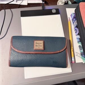 Dooney & Bourke Teal and Brown Leather Wallet